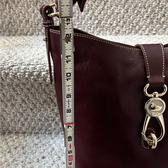 Dooney Burgundy Leather Bucket Bag with Gold Hardware with card wallet - Picture 11 of 16